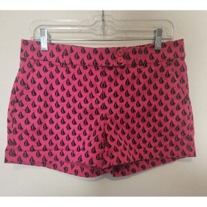 Vineyard Vines Hot Pink Sailboat Chino Khaki Women's Shorts Cuffed 4x3.5" Preppy